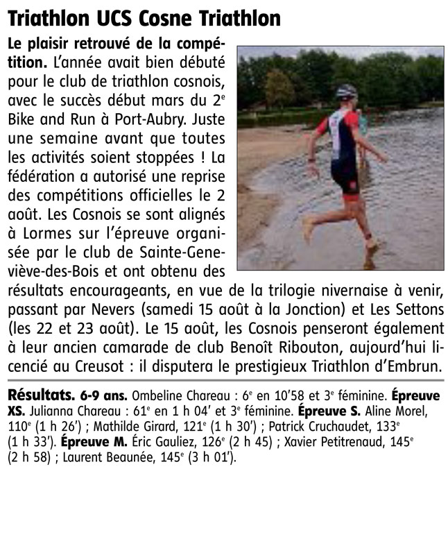 cosne triathlon école enfant